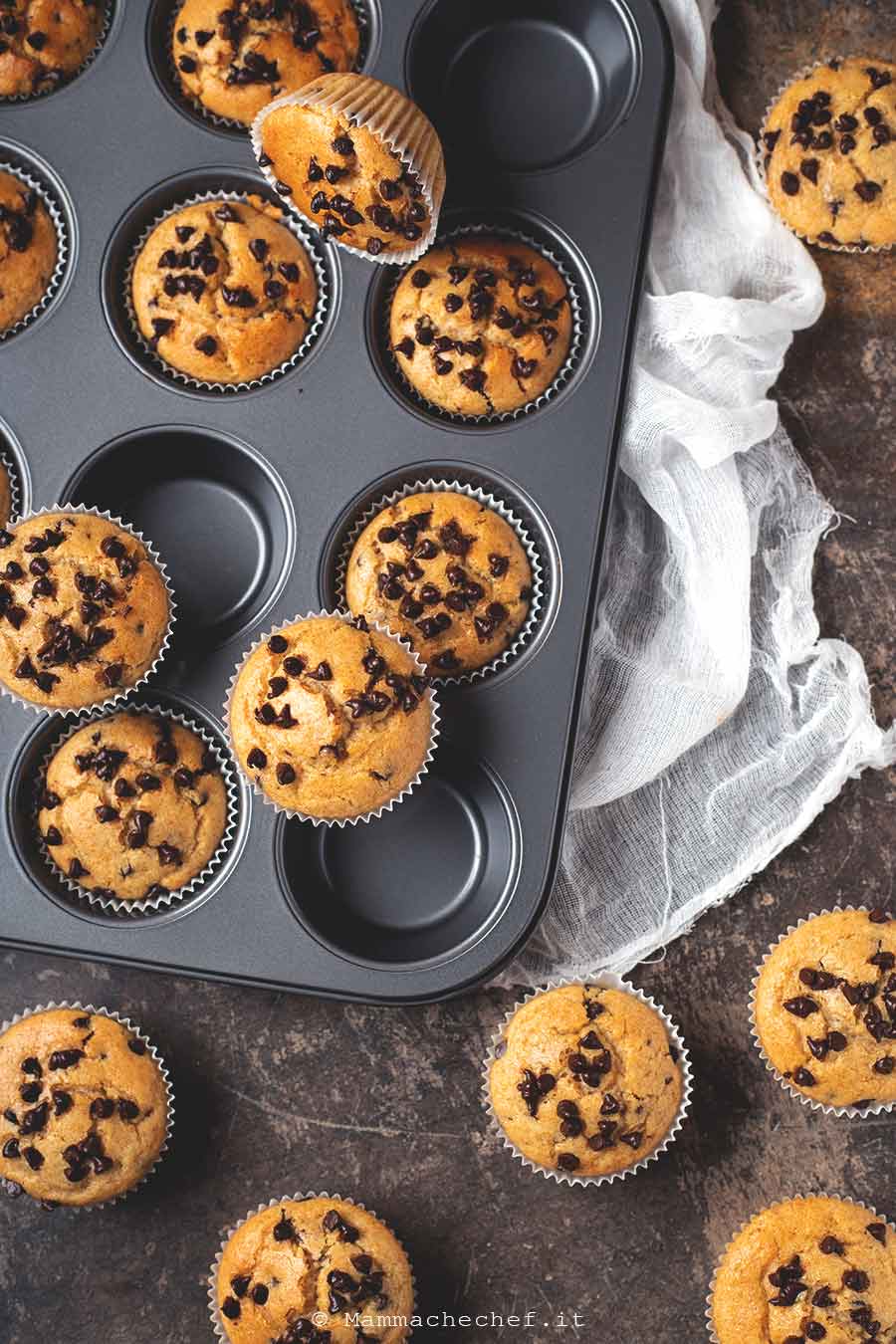 Muffin vegani con gocce di cioccolato